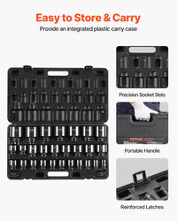 VEVOR Impact Socket Set 3/4 Inches 29 Piece Impact Sockets, 6-Point Sockets, Rugged Construction, CR-M0, 3/4 Inches Drive Socket Set Impact SAE 3/4 inch - 2-1/2 inch, with a Storage Cage