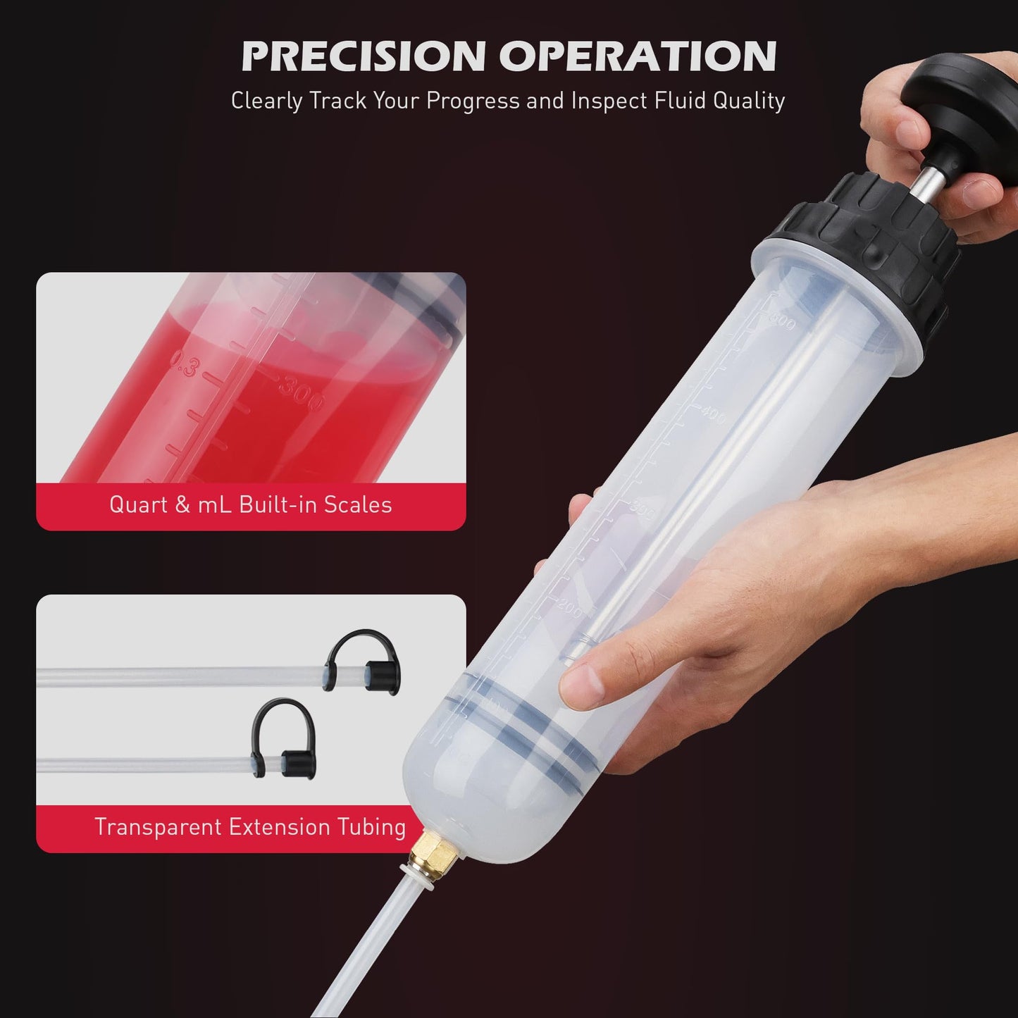 SEDY Fluid Extractor Multi-Purpose Oil Syringe with 500CC, Oil Suction Pump, Manual Extraction and Filling Pump, Automotive Oil Syringe(17.6 Oz./0.45 Qt./500 CC)
