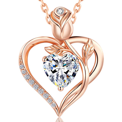 Women's Heart Pendant Necklace – 1.2CT Moissanite or Lab-Grown Sapphire, Ruby & Emerald