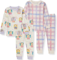 Burt's Bees Baby Girls' Pajamas, 2-Piece Long Sleeve Tee and Pants Organic Cotton PJ Set