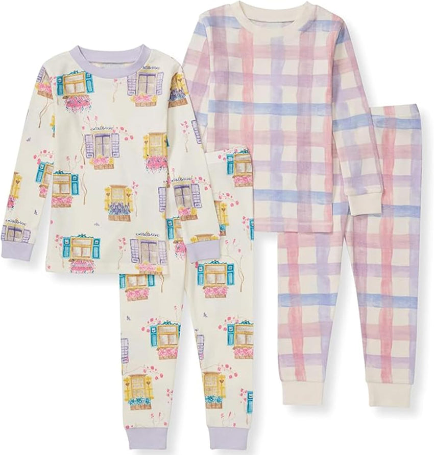 Burt's Bees Baby Girls' Pajamas, 2-Piece Long Sleeve Tee and Pants Organic Cotton PJ Set