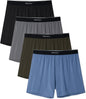 DAVID ARCHY Ultra Soft Modal Boxers for Men, Silky Stretchy Boxer Shorts, Breathable Loose Men's Underwear for Sleep 4 Pack