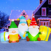 12 Foot Long Christmas Inflatables Santa Claus & Reindeer Sleigh Outdoor Decorations, Built-in LEDs Giant Funny Sled Merry Xmas Blow Up Yard Decoration Winter Inflatable Vacation Lawn Outside Blowups