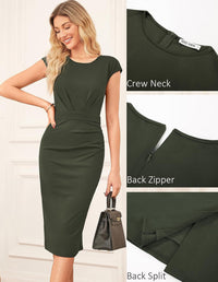 GRACE KARIN Women's Wear to Work Dresses 2025 Cap Sleeve Sheath Bodycon Midi Dress Ruched Business Office Pencil Dress