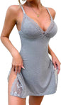 Sexy Night Gowns for Women Babydoll Lingerie Dress Lace Trim Sleep Dress Chemise Nightgowns Side Split Nighty