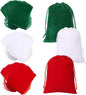 SilTriangle 48 Pcs Christmas Drawstring Gift Bags Bulk Small Cloth Christmas Sack Fabric Holiday Wrapping Pouches Xmas Drawstring Bags for Party Favor DIY Present Candy Goodie 6 x 8'', Red Green White