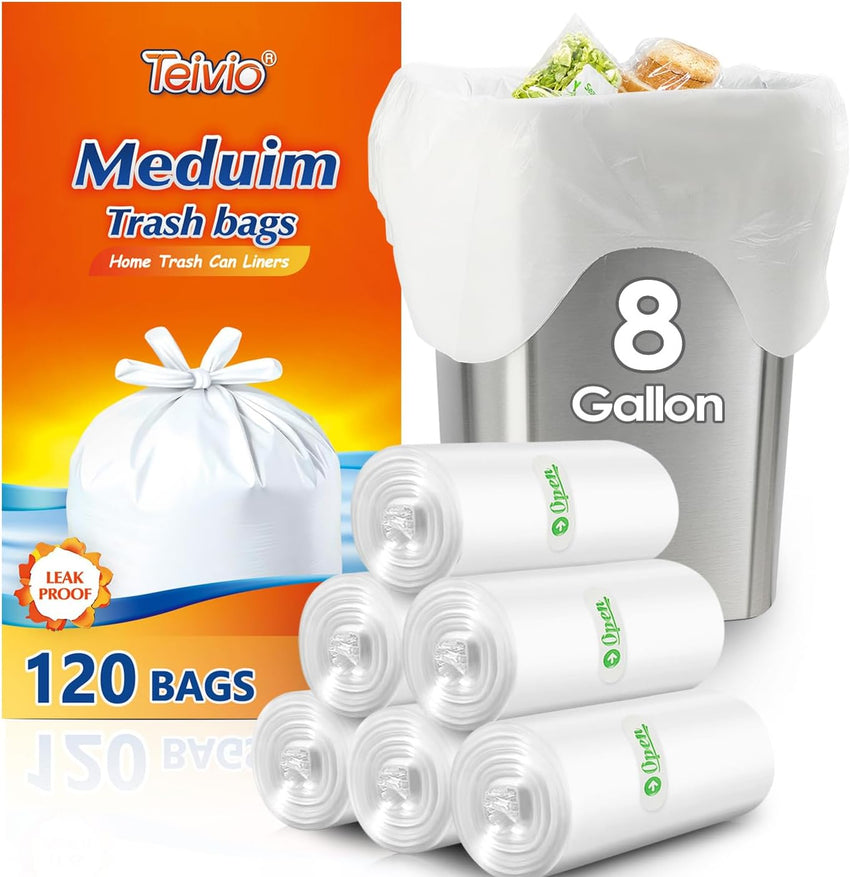 10 Gallon 200 Counts Extra Strong Trash Bags Tall Kitchen Garbage Bags by Teivio, 9 Gallon 10 Gallon,Bathroom Trash Can Bin Liners, Intended for Home,Plastic Bags for office kitchen Garden,Black