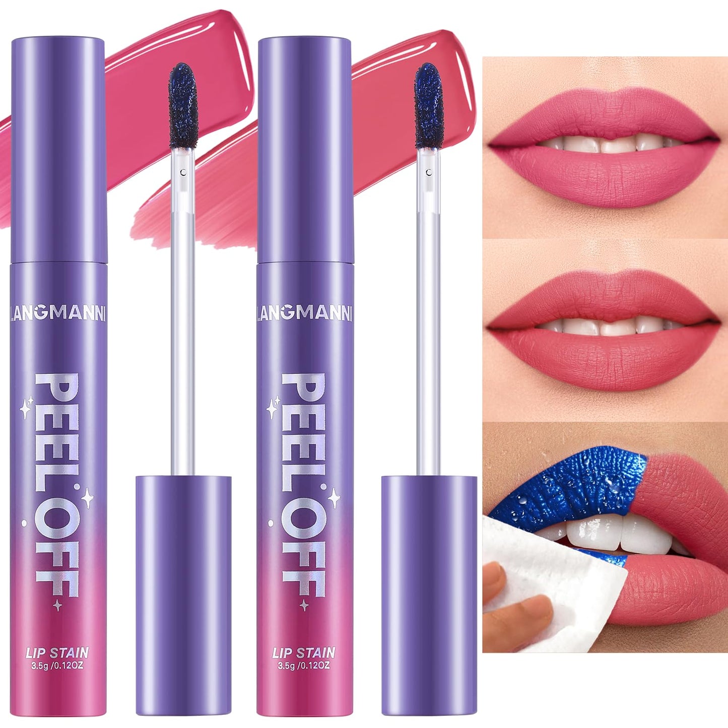 Jolilab Quick Lip Stain Peel Off,Wipe Off,Waterproof,Transfer proof,Highly Pigmented,Ultra Long Lasting Peel Off Lip Makeup With Matte finish for All-day Wear.（#03+04）