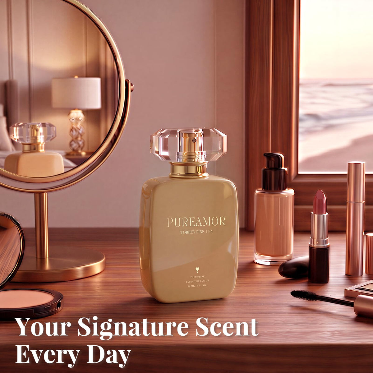 PUREAMOR Pheromone Perfume for Women, Moonlight Mellow Extrait de Parfum - Long Lasting Sweet Floral Gourmand Scent, 30% High Concentration, Full Size Fragrance Spray, 1.0 oz / 30 ml