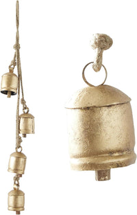 Deco 79 Rustic Metal Cowbell Decorative Bells, 4" x 3" x 29.01", Gold
