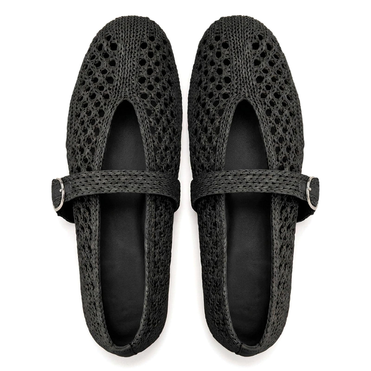 Woven Ballet Flats Women Mesh Raffia Flats Round Toe Mary Janes Comfortable Ballerina Flat Shoes