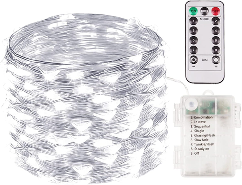 4 Pack 100 LED Fairy Lights Battery Operated with Remote, 33FT Waterproof Twinkle Lights with Timer & 8 Modes, Fairy String Light Outdoor Indoor for Bedroom Classroom DIY Christmas Decor (Warm White)
