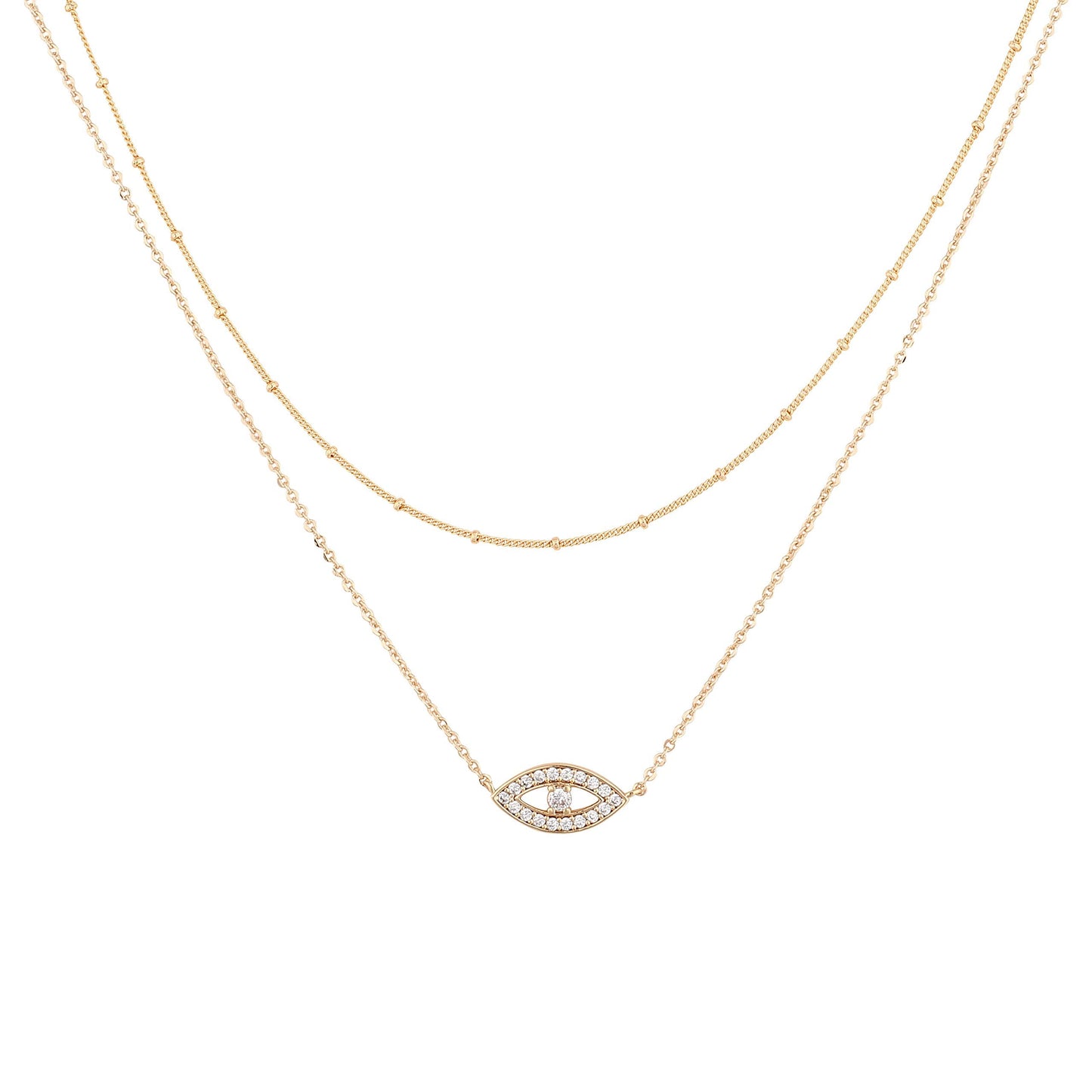 MEVECCO Layered Heart Necklace Pendant Handmade 18k Gold Plated Dainty Gold Choker Arrow Bar Layering Long Necklace for Women