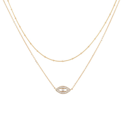 MEVECCO Layered Heart Necklace Pendant Handmade 18k Gold Plated Dainty Gold Choker Arrow Bar Layering Long Necklace for Women