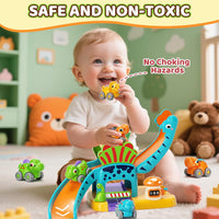 Lehoo Castle Toys for 1 Year Old Boys, Dinosaur Slide with 4 Mini Push Cars for Baby 12-18 Months, Infant Play Vehicle Set, Educational Learning First 1st Birthday Gifts for Kids, Girls, Toddlers 1-3
