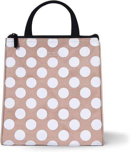 Kate Spade New York, Portable Soft Cooler Lunch Bag with Silver Insulated Interior Lining and Storage Pocket, Joy Dot