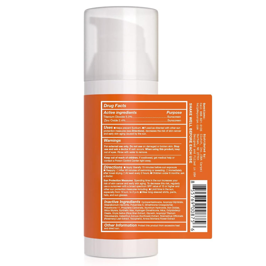 Carpe Primer Face Makeup Base New Zinc Mineral Sunscreen SPF 30, Lasting Matte Primer For Oily Skin And Tinted Sunscreen
