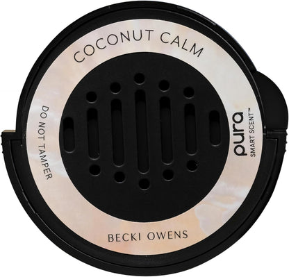 Pura and Becki Owens - Pura Car Scent Refill - Fragrance for Car Diffuser - Clean & Safe Luxury Diffuser Scent - Long-Lasting Fragrance for 30 Days of Aroma - Coconut Calm