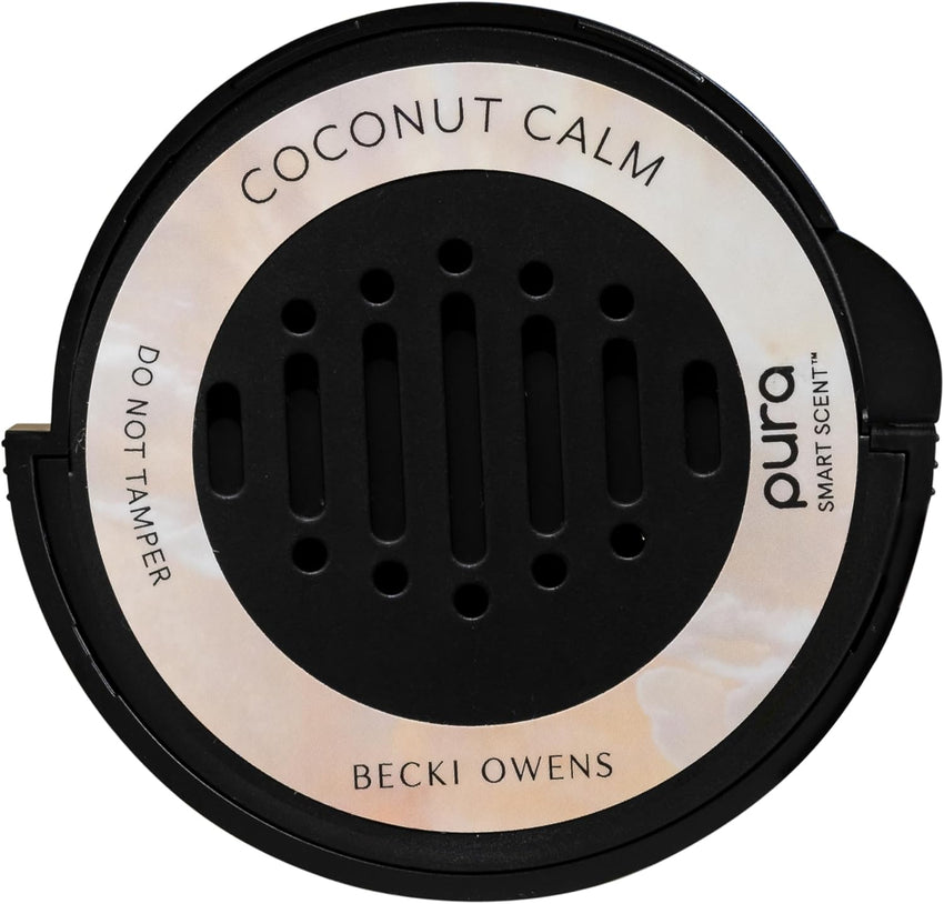 Pura and Becki Owens - Pura Car Scent Refill - Fragrance for Car Diffuser - Clean & Safe Luxury Diffuser Scent - Long-Lasting Fragrance for 30 Days of Aroma - Coconut Calm