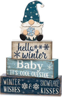 4 Pcs Christmas Table Decor Wooden Hot Cocoa Decoration Christmas Centerpiece Winter Tiered Tray Decor Decorative Red Hot Cocoa Block Signs Gift Farmhouse Xmas Decoration for Home Kitchen