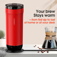 VSITOO S5 heated travel mug,16oz, Auto-Sensing AI Heats Drinks To 120-150°F Hands-Free. Temperature Control for All Cars, Perfect for Home/Office/Travel/Outdoor, Ideal Gift for Coffee Lovers - Red