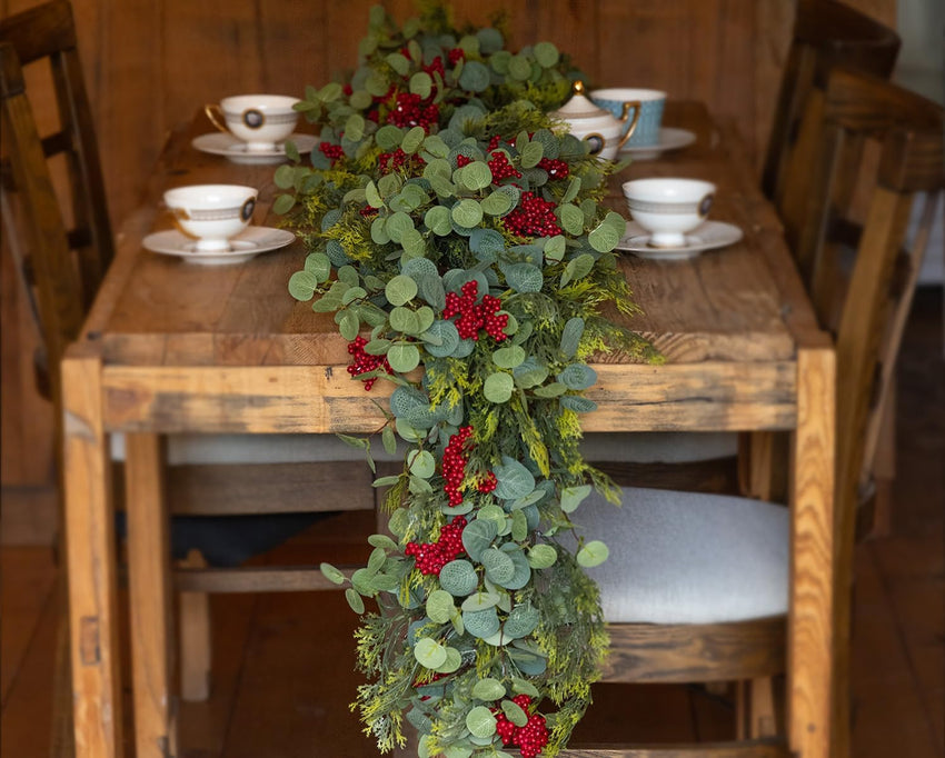 6FT Christmas 144 Branch Tips Cedar Garlands, Anna's Whimsy Artificial Pine Cypress Greenery Garland, Decorations Holiday Indoor Outdoor Christmas Decor Winter Garland