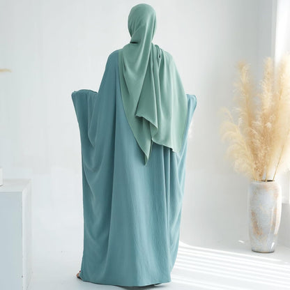 Women Muslim Abaya Dress 1Piece Bat Sleeve Islamic Maxi Robe Fashion Jilbab for Women Eid Kaftan Muslim Robe