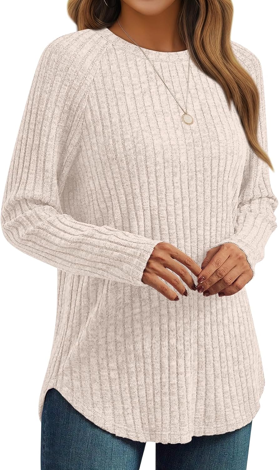 7DAY'S Womens Long Sleeve Shirts Fall Fashion Tops 2025 Crewneck Dressy Sweaters Tunic Winter Clothes Casual Outfits