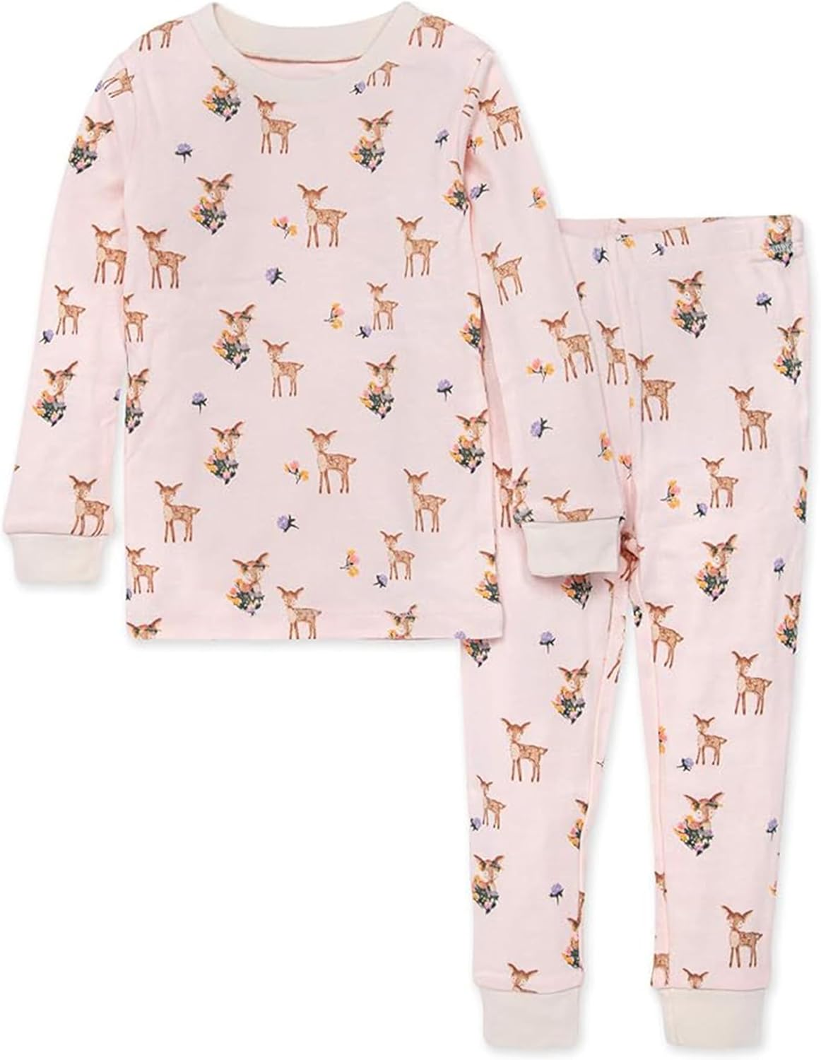 Burt's Bees Baby Girls' Pajamas, 2-Piece Long Sleeve Tee and Pants Organic Cotton PJ Set