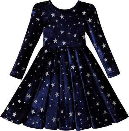 NNJXD Princess Girl Long Sleeve Autumn Winter Dress Tulle Party Dresses