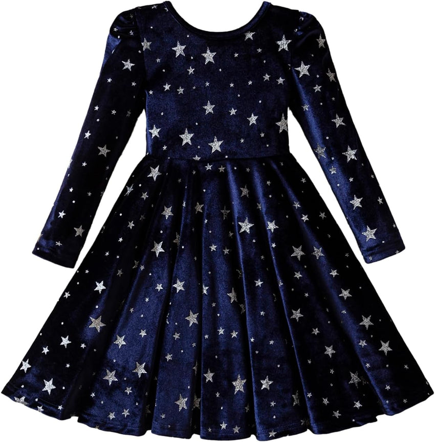 NNJXD Princess Girl Long Sleeve Autumn Winter Dress Tulle Party Dresses