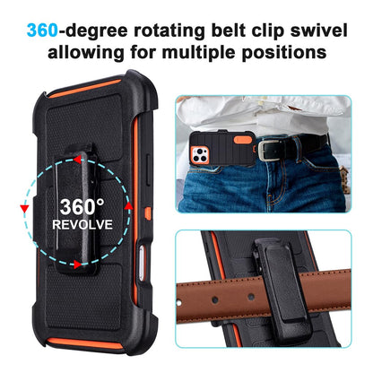 for Phone Case iPhone 16 Pro Case Black with Belt Clip Heavy Duty Holster for Shockproof Cases,3 Layers of Sturdy,Military Grade Defender Cover for iPhone 16 Pro Cases Black 6.3 Inch