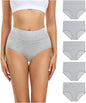 wirarpa Women's Underwear High Waisted Ladies Cotton Panties Soft Full Coverage Briefs 5 Pack (Regular & Plus Size)