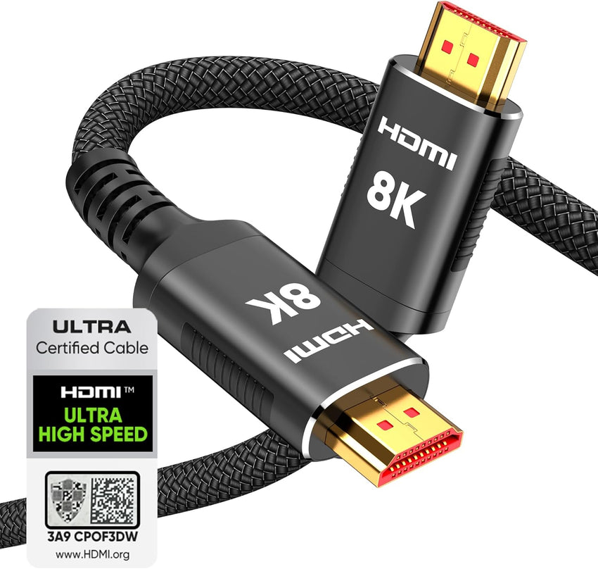 Snowkids Long HDMI Cable 25 ft, 8K 48Gbps Ultra High-Speed HDMI 2.1 Cables Cord, 10K 8K@60Hz, 4K@120Hz Compatible for TV/Laptop/Monitor/PS-5/X-box/Projector/Entertainment, Sound System & More