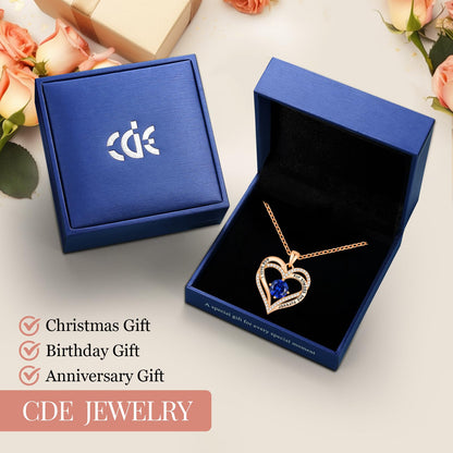 CDE Forever Love Heart Necklaces for Women, Wedding Anniversary, Valentine's，Birthday Mothers Christmas Day Gifts for Mom, Mother, Wife, S925 Silver Jewelry with Birthstone Pendant