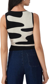 CIDER Sleeveless Knit Tank Top Going Out Y2k Wave Pattern