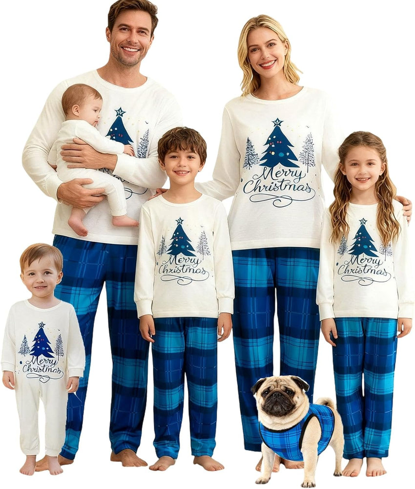 Family Christmas Pajamas Matching Sets - Soft Lettler Print Xmas Pjs for Couples & Kids | Holiday Family Pajamas