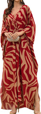 Women Kaftan Dresses Plus Size V-Neck Batwing Sleeves Beach Cover Up 2025 Summer Floral Print Caftan Dress