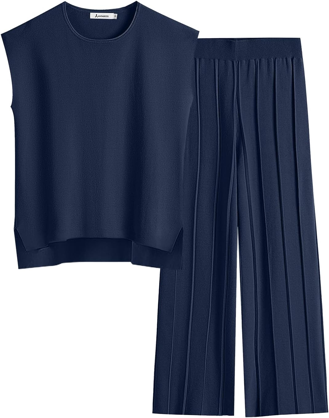 ANRABESS Women 2 Piece Lounge Sets Summer Casual Knit Sweater Vest Pant Set Beach Vacation Airport Clothes 2025 Fall Outfits