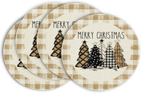 Artoid Mode Waterclor Buffalo Plaid Christmas Trees Placemats Set of 4, 12x18 Inch Winter Table Mats for Outdoor Home Party Kitchen Dining Decor