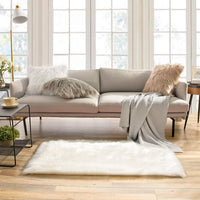 Ashler Faux Fur Rug, Fluffy White Small Sheepskin Rug, Ultra Soft 2x3 Ft Mat, Machine Washable Shag Mats, Nursery Throw for Bed, Living, Kids Room