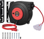 VEVOR Retractable Extension Cord Reel, 45 FT, Heavy Duty 12AWG/3C SJTOW Power Cord, with Lighted Triple Tap Outlet, 15 Amp Circuit Breaker, 180° Swivel Bracket for Ceiling or Wall Mount