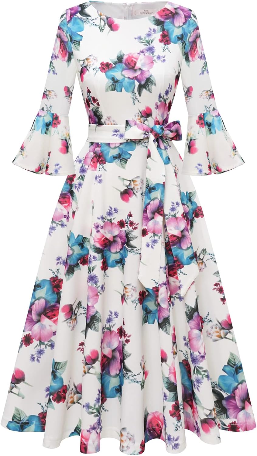 HomRain Women's Long Sleeve Velvet Midi Dresses for Wedding Guest Church Formal Winter Christmas Cocktail Party