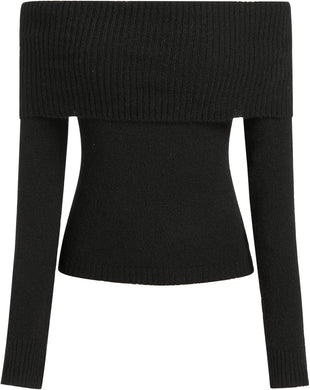 CIDER Women’s Off Shoulder Knitted Long Sleeve Tops Fall Pullover Sweater