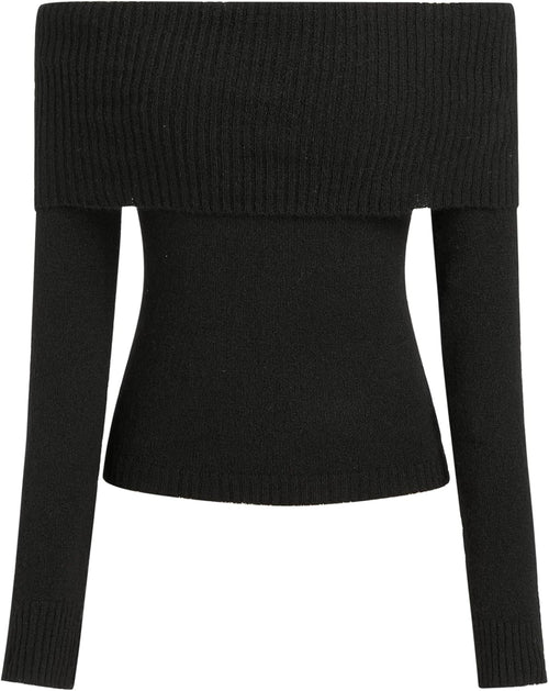 CIDER Women’s Off Shoulder Knitted Long Sleeve Tops Fall Pullover Sweater