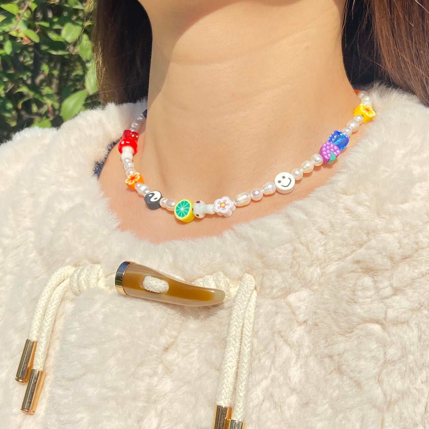 Natural Freshwater Pearl Fun Flirty Beaded Choker Necklace Handmade Summer Boho Jewlery Gifts for Women Teen