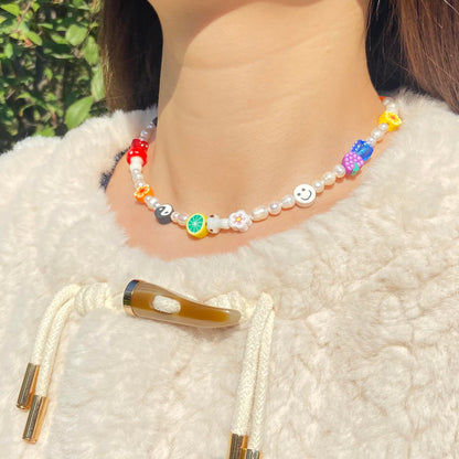 Natural Freshwater Pearl Fun Flirty Beaded Choker Necklace Handmade Summer Boho Jewlery Gifts for Women Teen