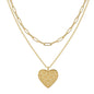 MEVECCO Layered Heart Necklace Pendant Handmade 18k Gold Plated Dainty Gold Choker Arrow Bar Layering Long Necklace for Women