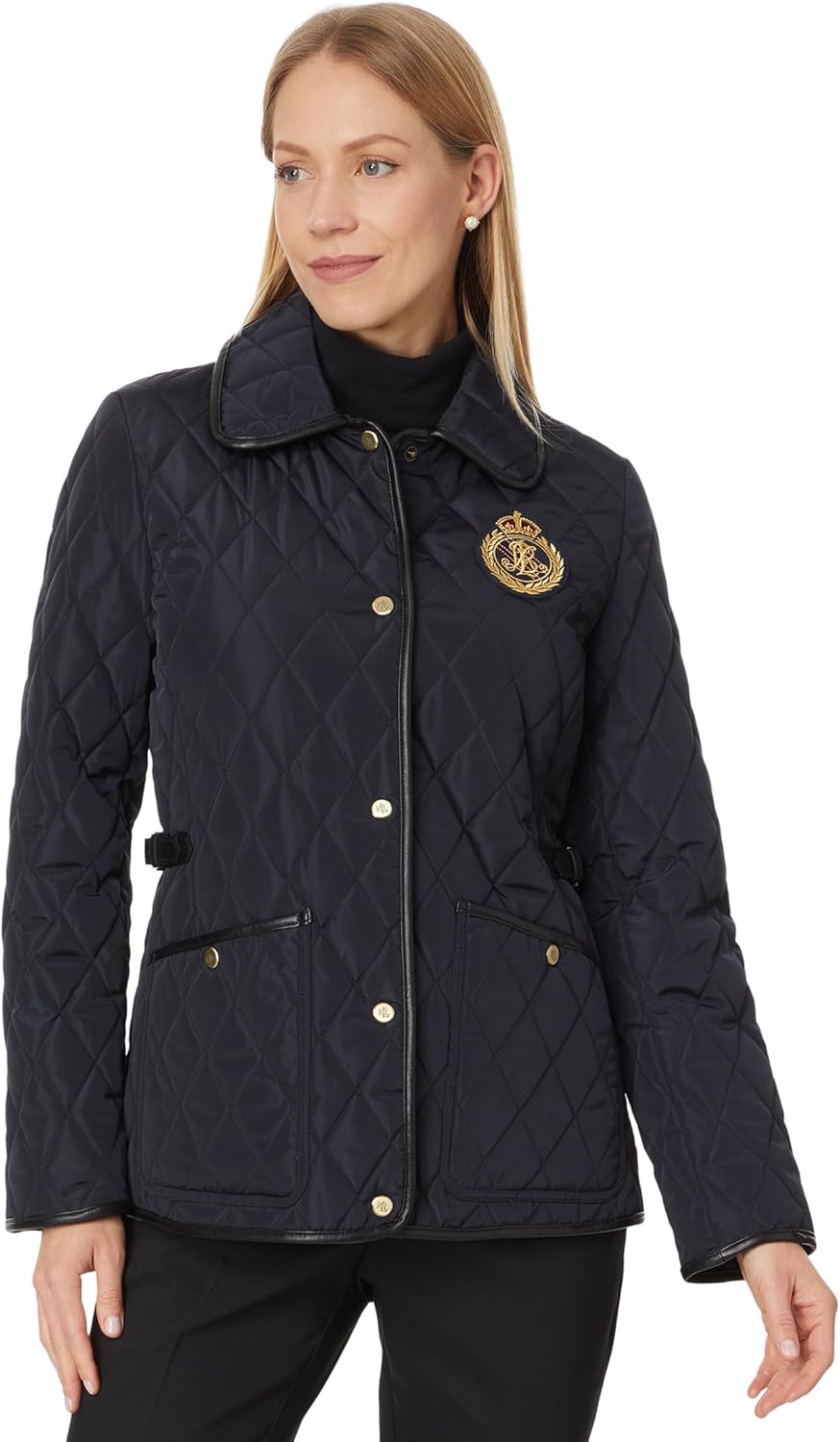 Lauren Ralph Lauren womens Quilt Sb Pu Side Tabs/Trim W Crest