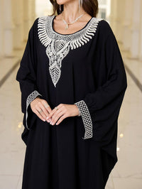 RanRui Women's Embroidered Kaftan Dresses Beach Blouse Cotton Gold Embroidery Holiday Robe Plus Size Caftans Kaftan Dress